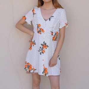 Forever 21 Orange Fruit Print Button Dress